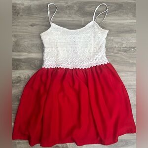 Y2K Minidress Fully Lined Crochet Flare Skirt Adjustable Spaghetti Straps XS S